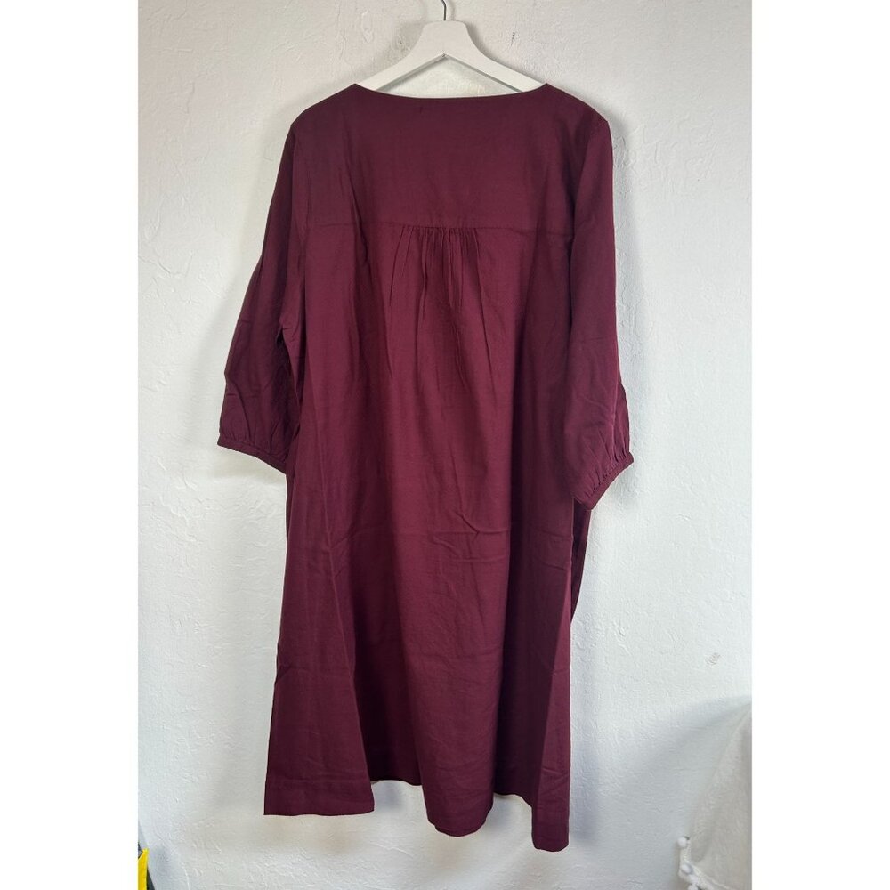 Gudrun Sjödén Womens Benedita Woven Dress Organic Cotton Large Burgundy New $104 - Picture 2 of 9